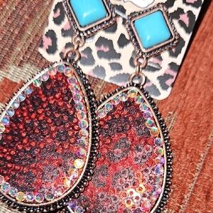 Elegant Red and Blue Teardrop Earrings